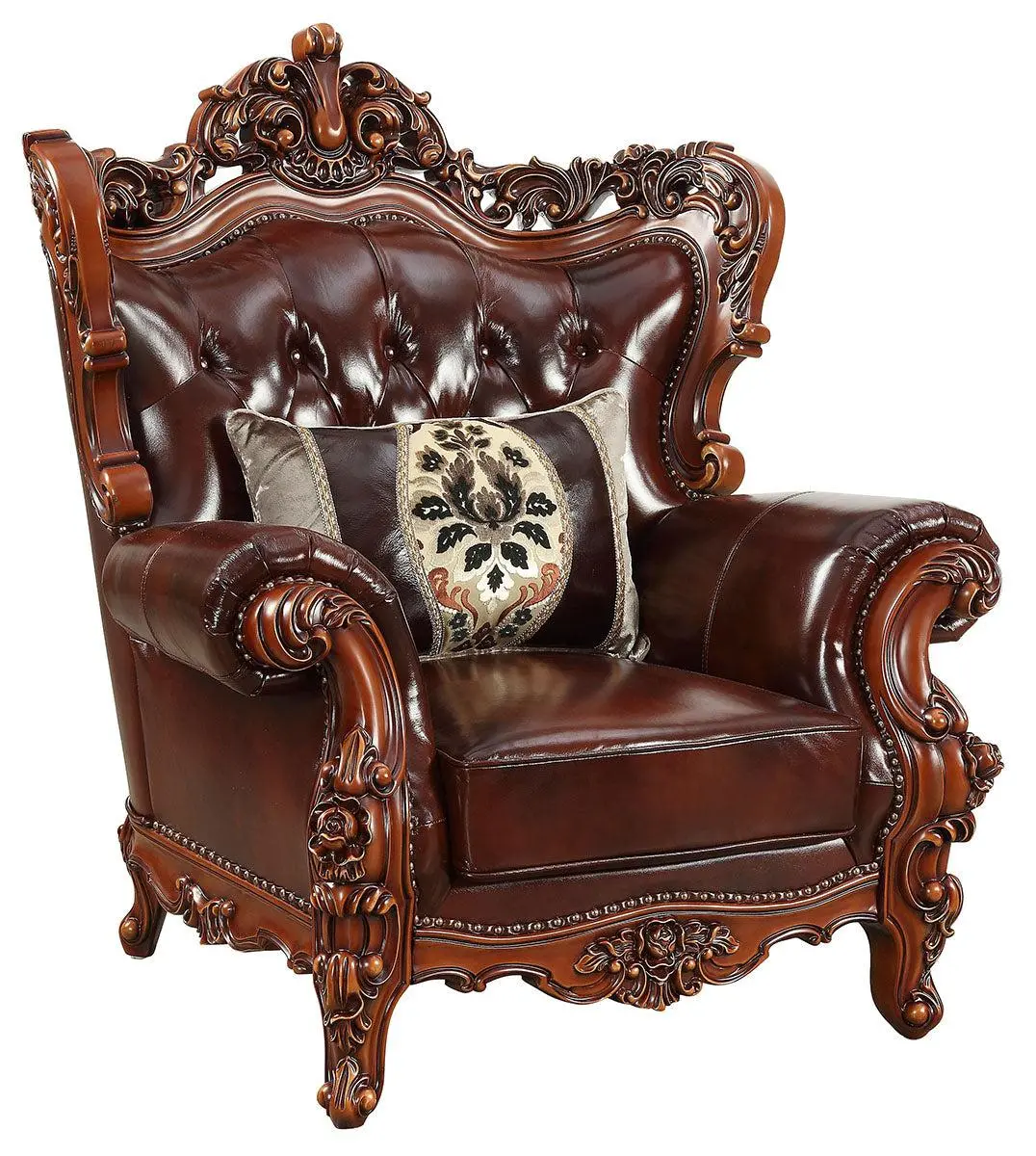 Acme Furniture Eustoma Chair In Cherry And Walnut 53067 1