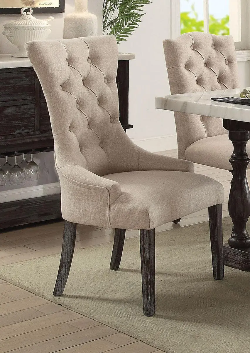 Acme Furniture Gerardo Upholstered Arm Chair In Beige And Espresso (Set Of 2) 60823 1