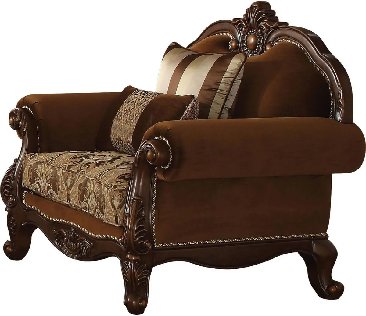 Acme Furniture Jardena Chair With 2 Pillows In Cherry Oak 50657 1