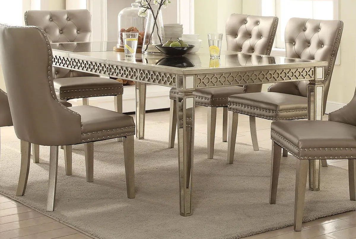 Acme Furniture Kacela Dining Table In Mirror And Champagne 72155 1