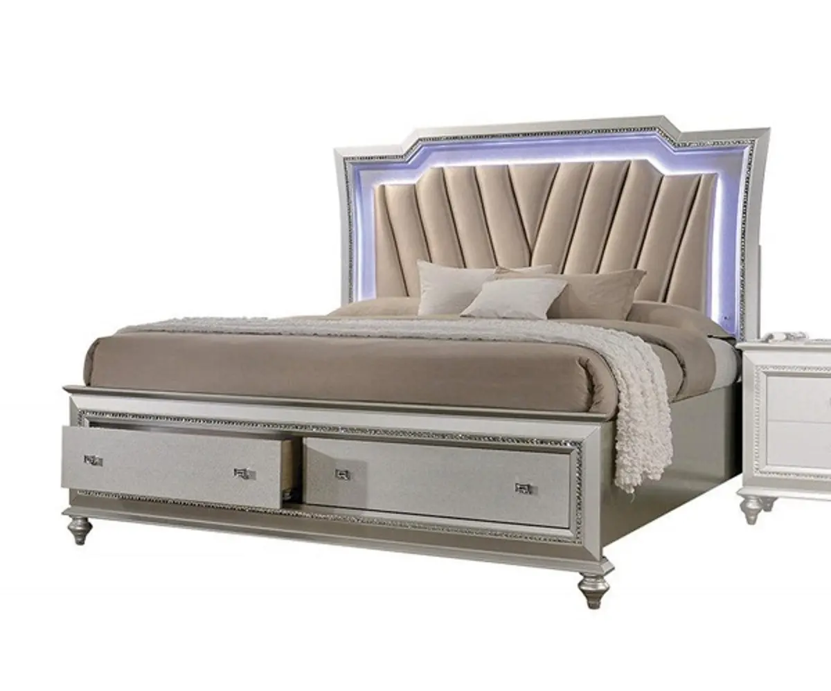Acme Furniture Kaitlyn Queen Storage Bed In Champagne 1