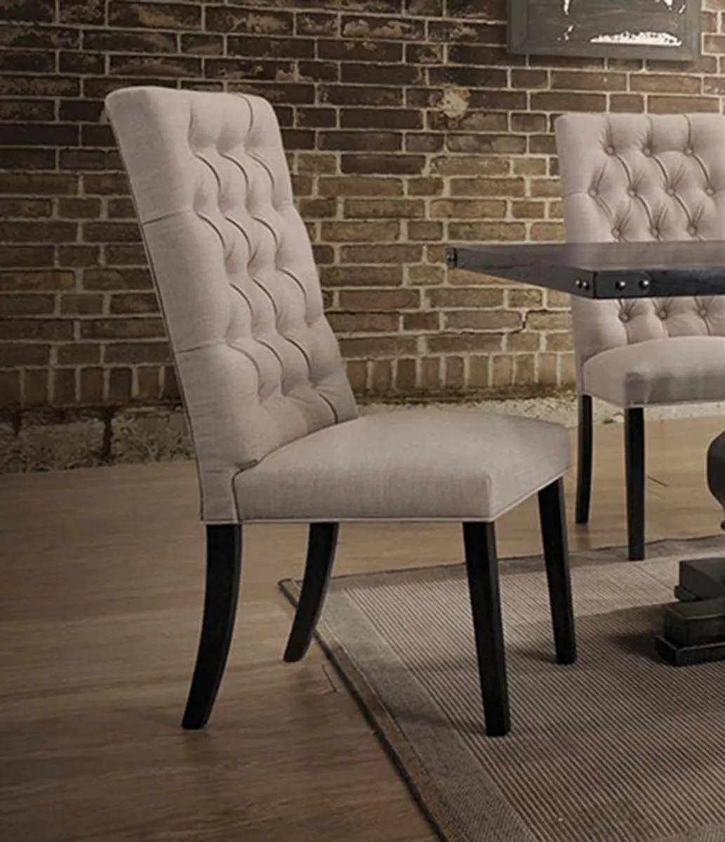 Acme Furniture Morland Upholstered Side Chair In Vintage Black/ Tan (Set Of 2) 74647 1