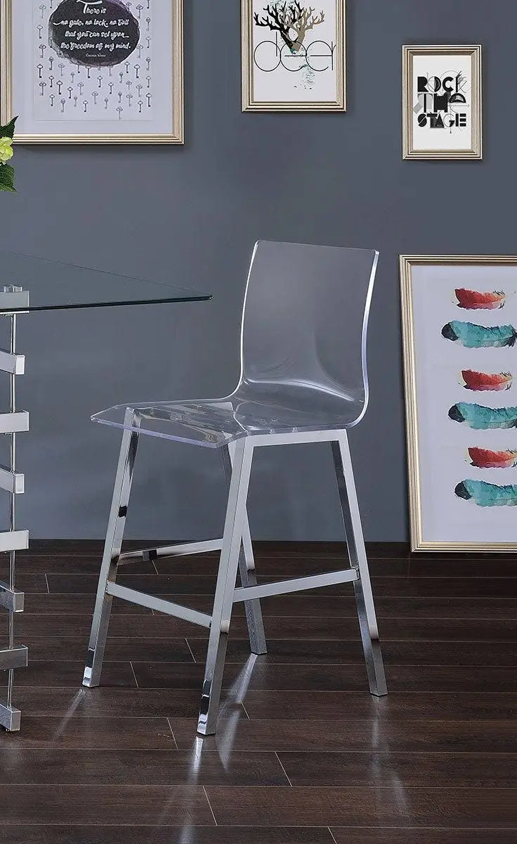 Acme Furniture Nadie Counter Height Chair In Chrome (Set Of 2) 72592 1