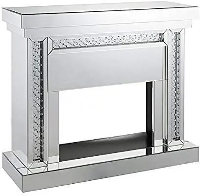 Acme Furniture Nysa Fireplace In Mirrored & Faux Crystals 90272 1