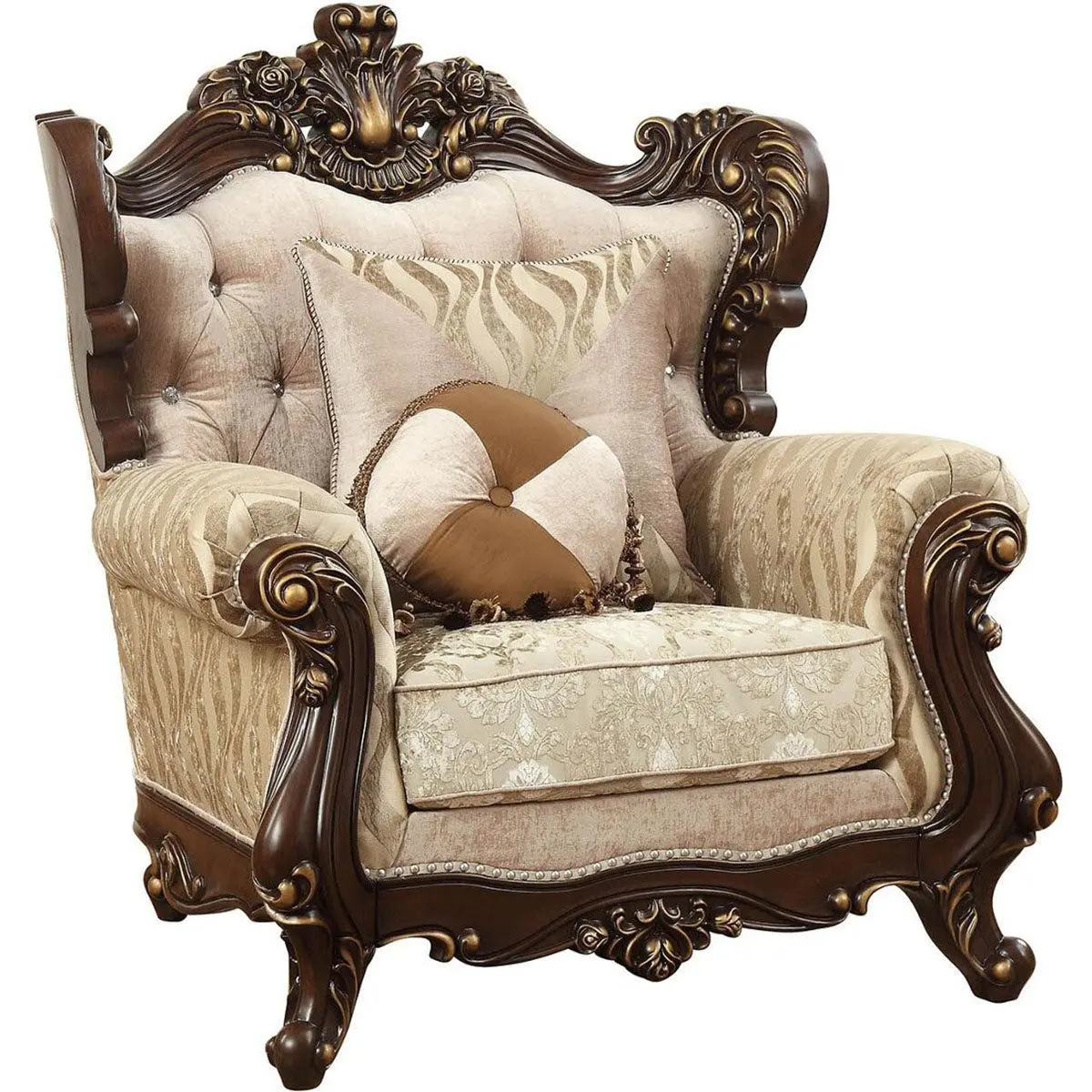 Acme Furniture Shalisa Chair With 2 Pillows In Walnut 51052 1