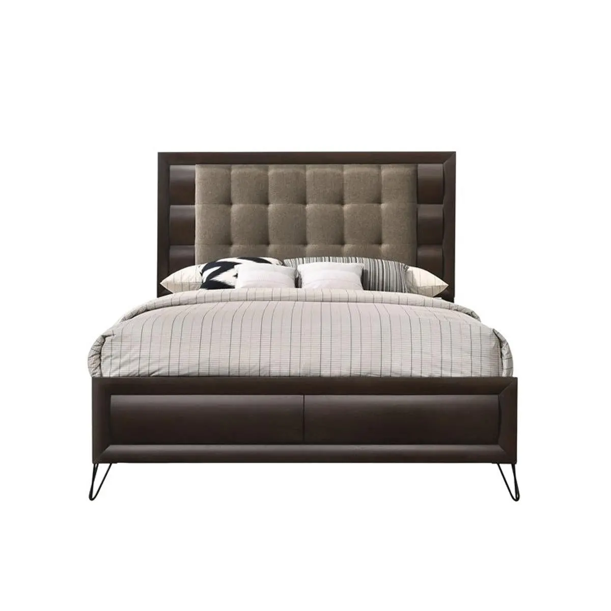 Acme Furniture Tablita Upholstered King Bed In Dark Merlot 27457Ek 1