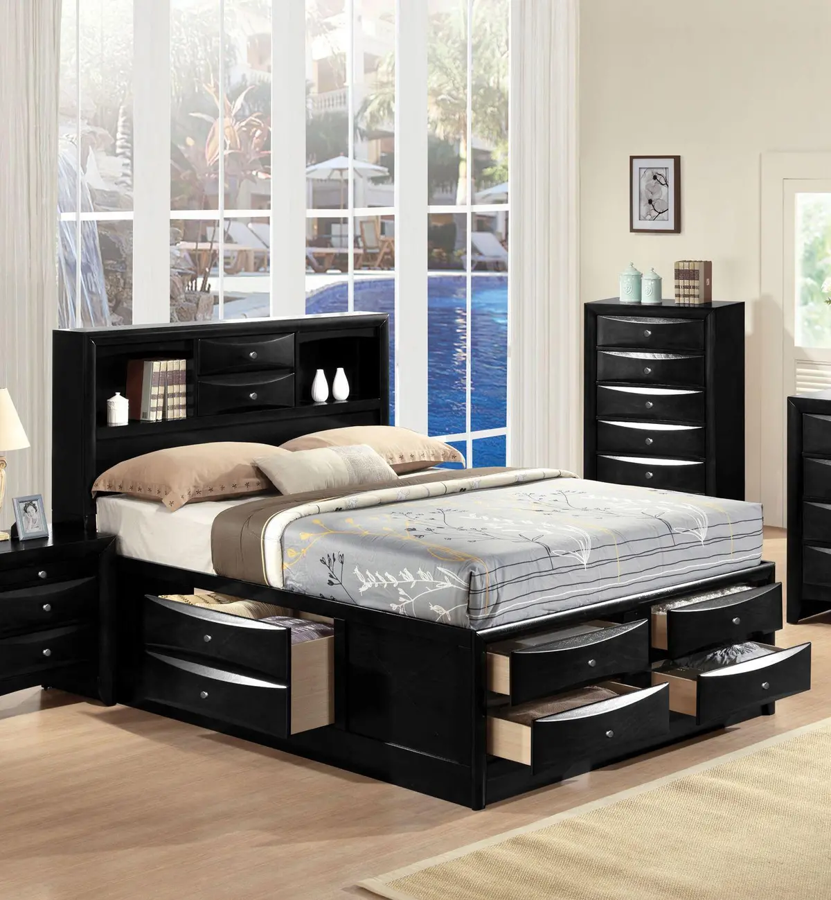 Acme Ireland King Storage Bed In Black 21606Ek 1