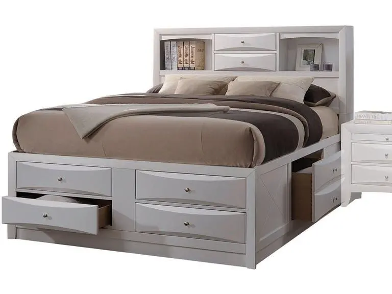 Acme Ireland King Storage Bed In White 21696Ek 1