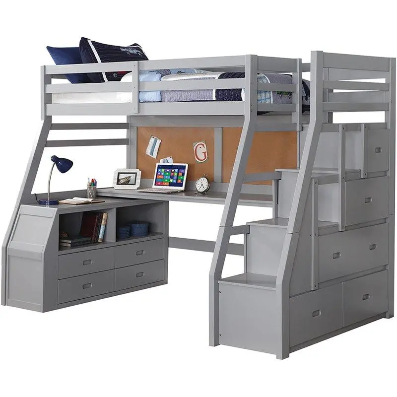 Acme Jason Ii Twin Loft Bed & Ladder In Gray 37445 1