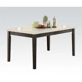 Acme Nolan Rectangular Dining Table In White Marble/Weathered Black 72850 1
