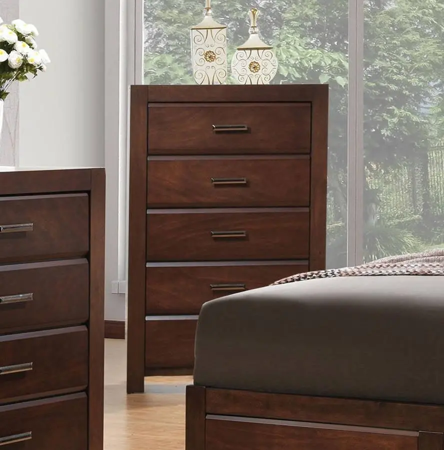 Acme Oberreit 5 Drawer Chest In Walnut 25796 1
