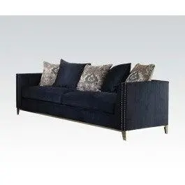 Acme Phaedra Sofa With 5 Pillows In Blue Fabric 52830 1