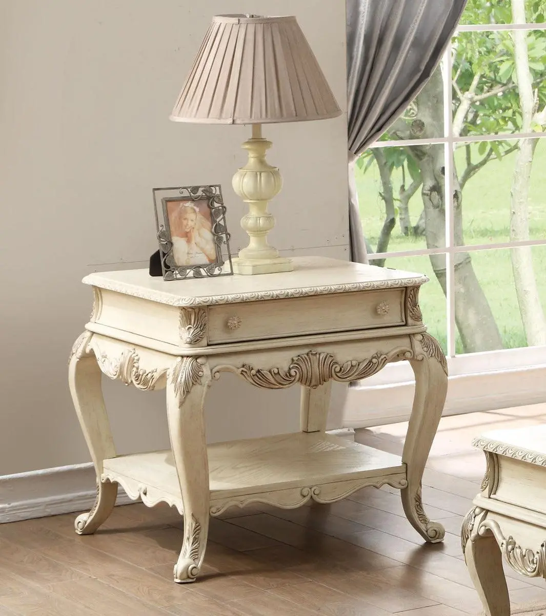 Acme Ragenardus End Table In Antique White 86022 1