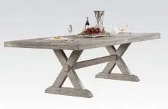 Acme Rocky Rectangular Dining Table In Gray Oak 72860 1