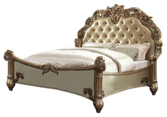 Acme Vendome Button Tufted Cal King Bed In Gold Patina 22994Ck 1