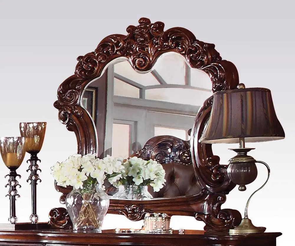 Acme Vendome Landscape Mirror With Intricate Details In Cherry 22004 1