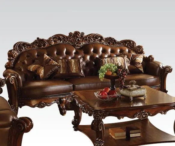 Acme Vendome Oversized Sofa With 4 Pillows In Cherry 52000 1