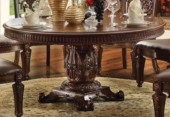 Acme Vendome Single Pedestal Round Dining Table With 60"D Table Top In Cherry 62015 1