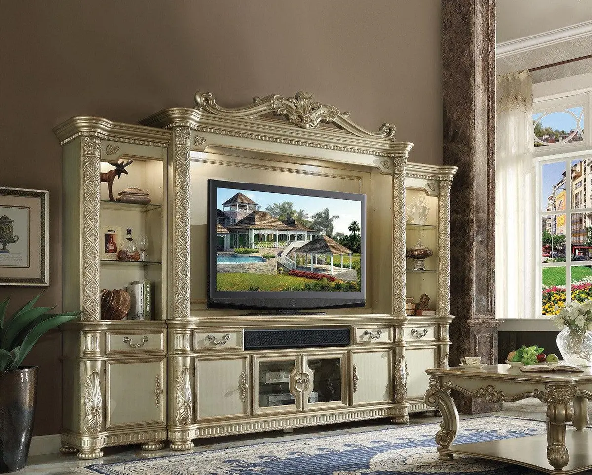 Acme Vendome Tv Console In Gold Patina 91313 1