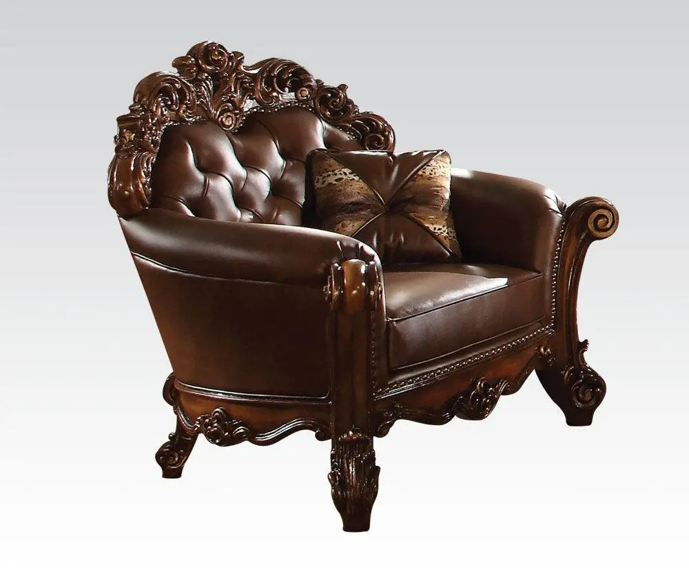 Acme Vendome Upholstered Chair With 1 Pillow In Cherry 52003 1
