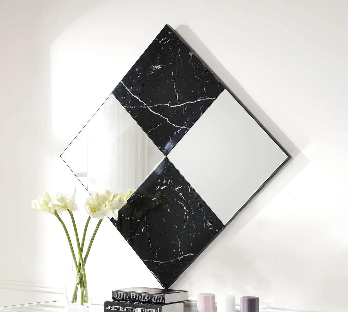 Angwin Mirrored & Faux Marble Accent Mirror (Wall) 1