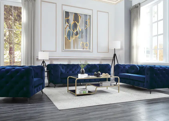 Atronia Blue Fabric Sofa 1