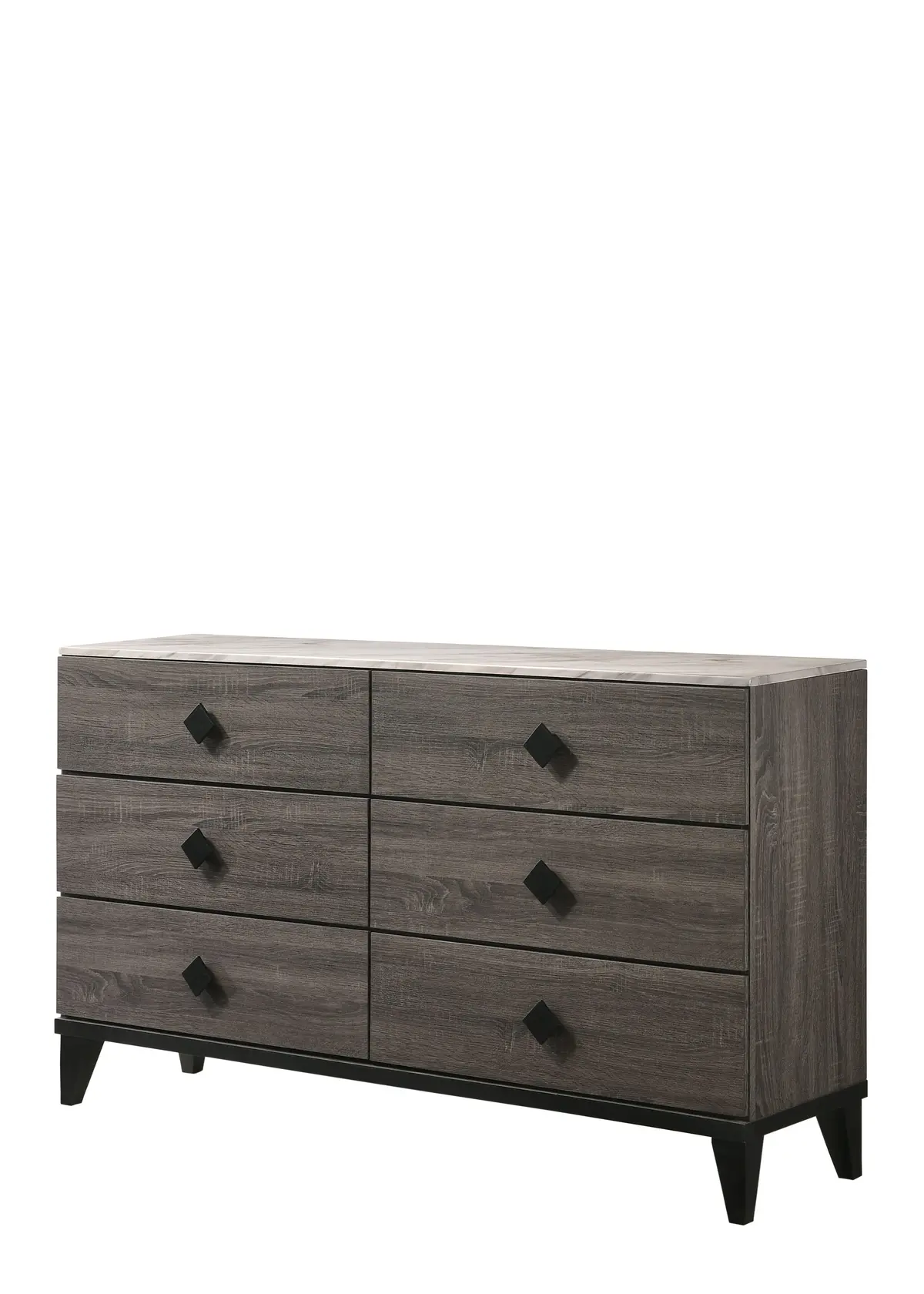 Avantika Faux Marble & Rustic Gray Oak Dresser 1
