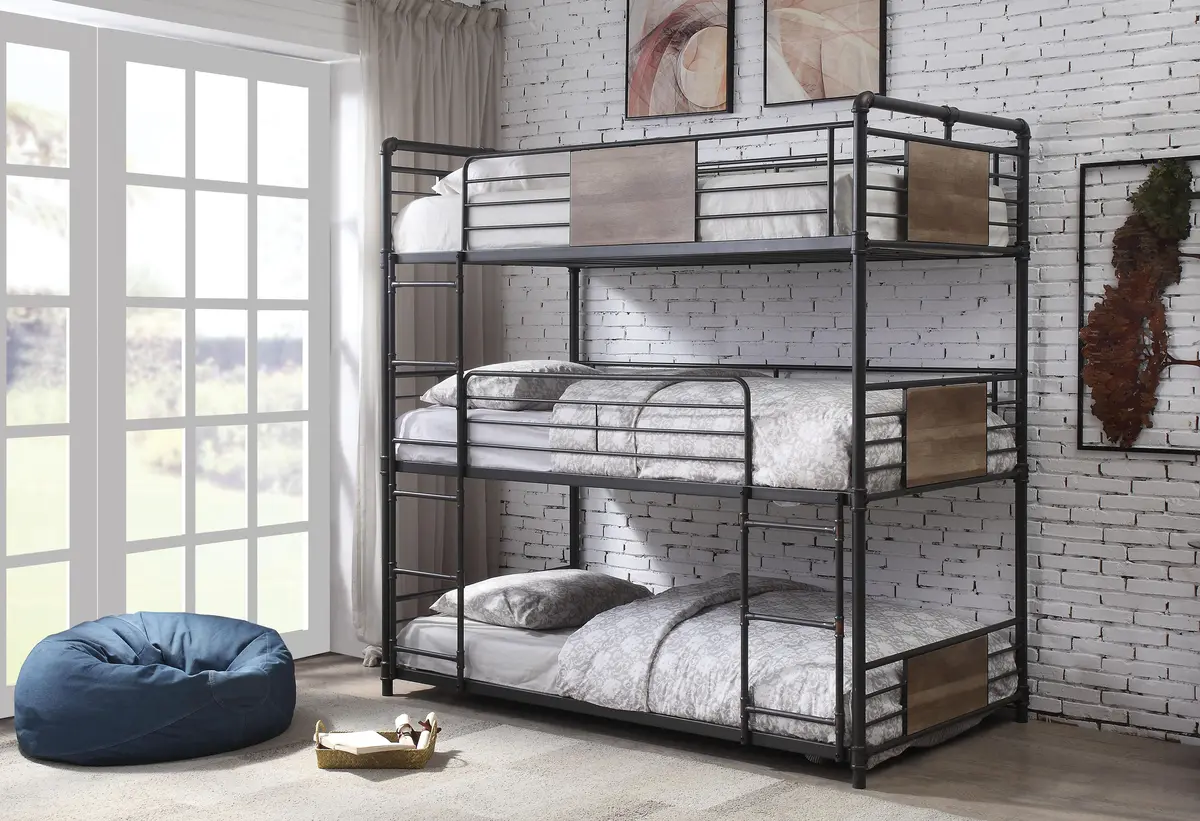 Brantley Sandy Black & Dark Bronze Hand-Brushed Bunk Bed (Triple Twin) 1