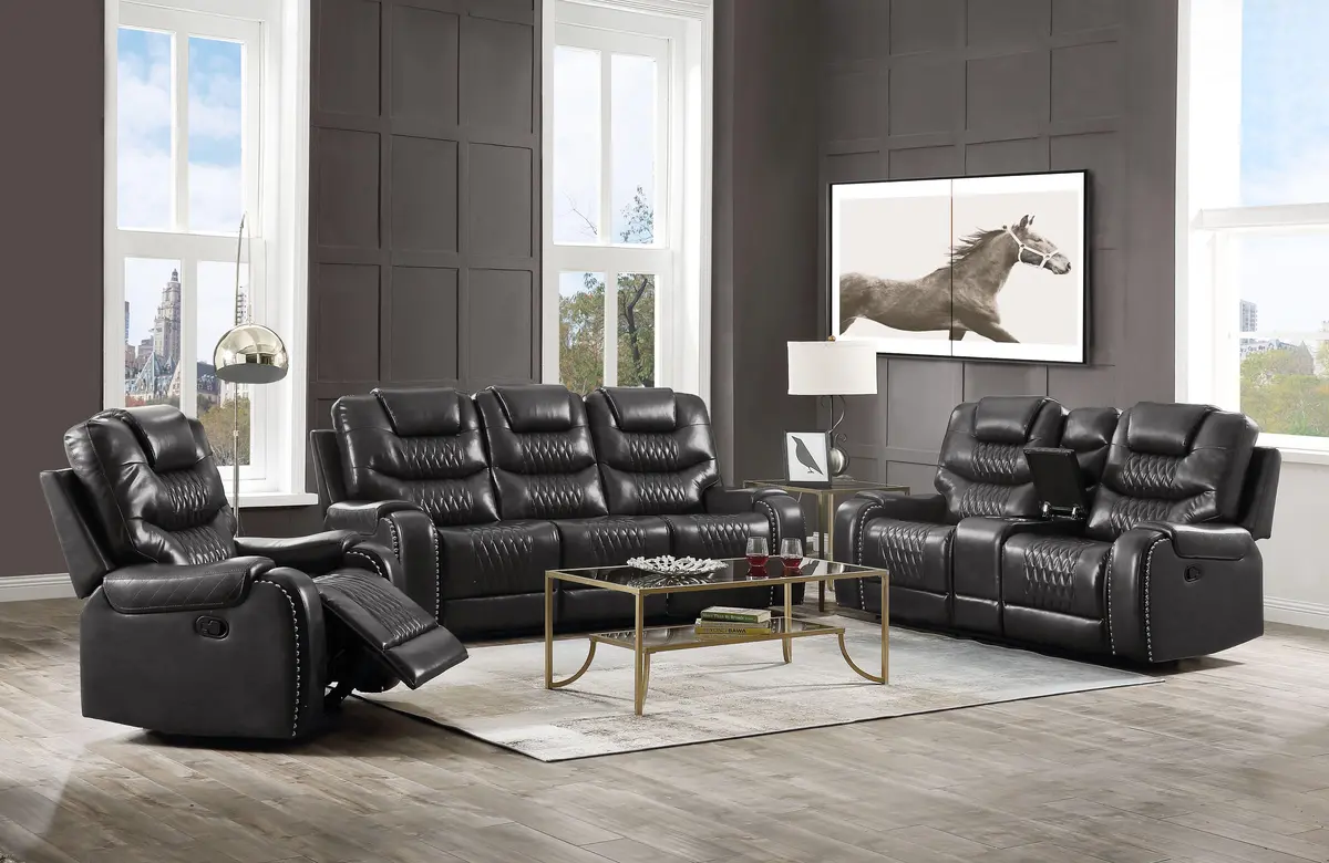 Braylon Magnetite Pu Sofa (Motion) 1