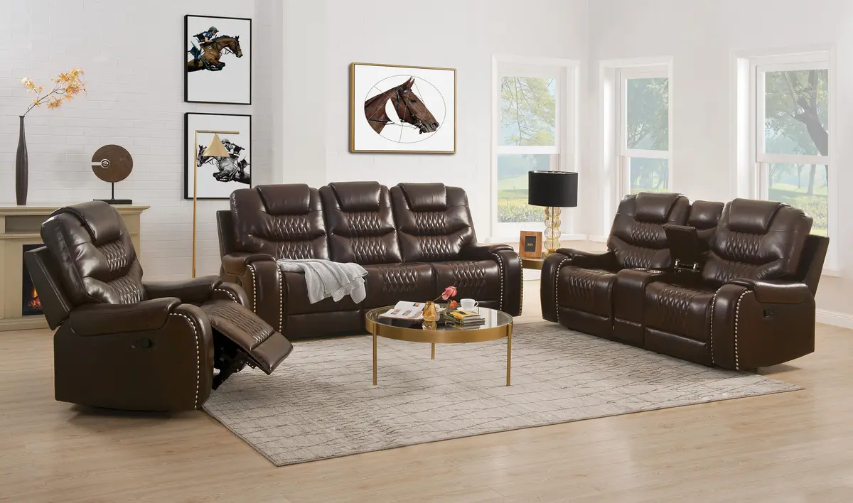 Braylon Brown Pu Sofa+Loveseat (Motion) 1