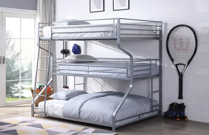 Caius Ii Silver Bunk Bed (Triple Full/Twin/Queen) 1