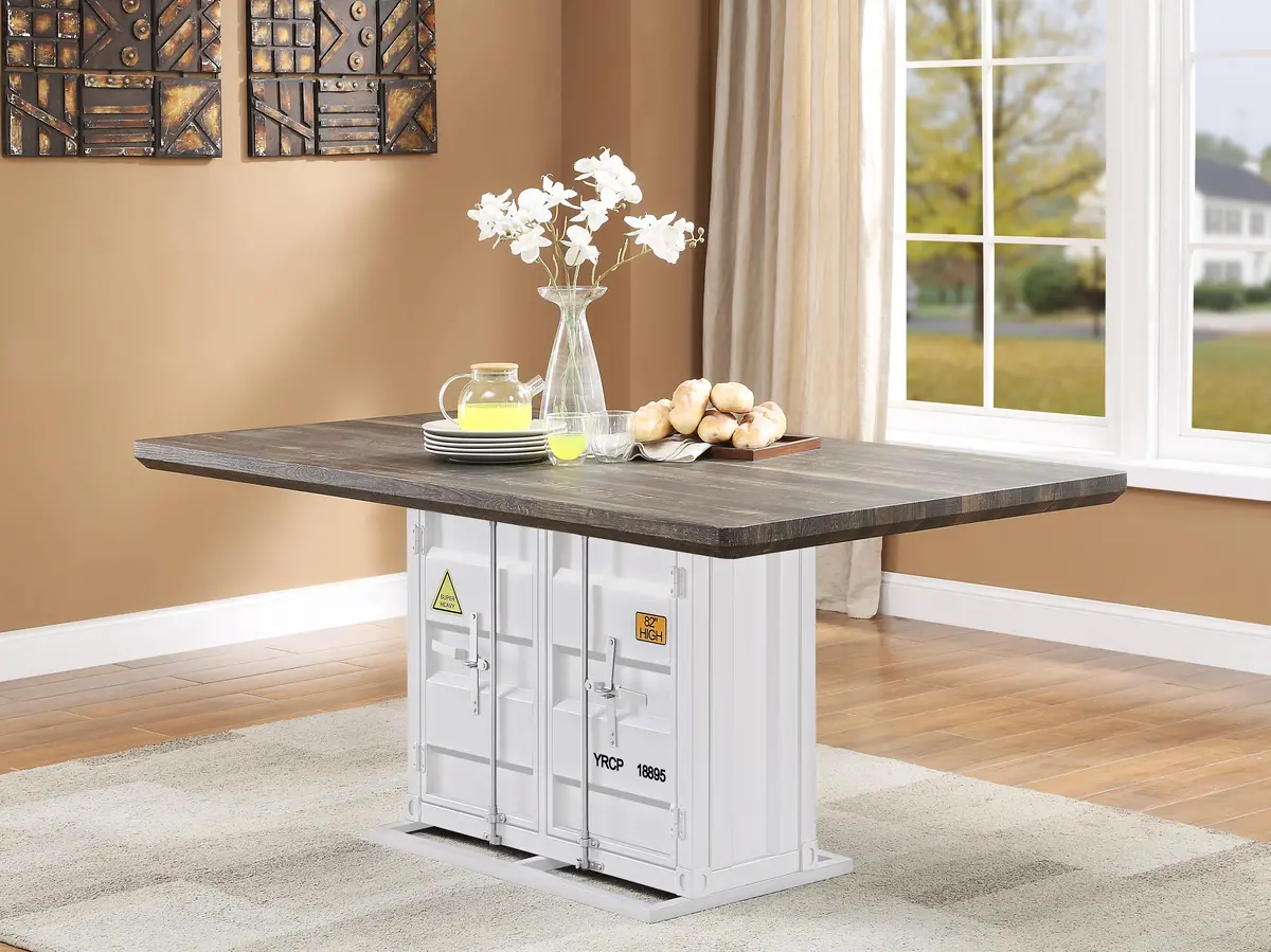 Cargo Antique Walnut & White Dining Table 1