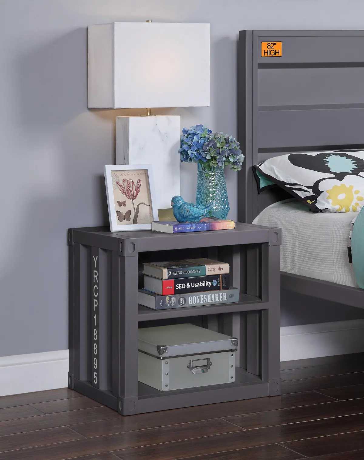 Cargo Gunmetal Nightstand (Usb) 1