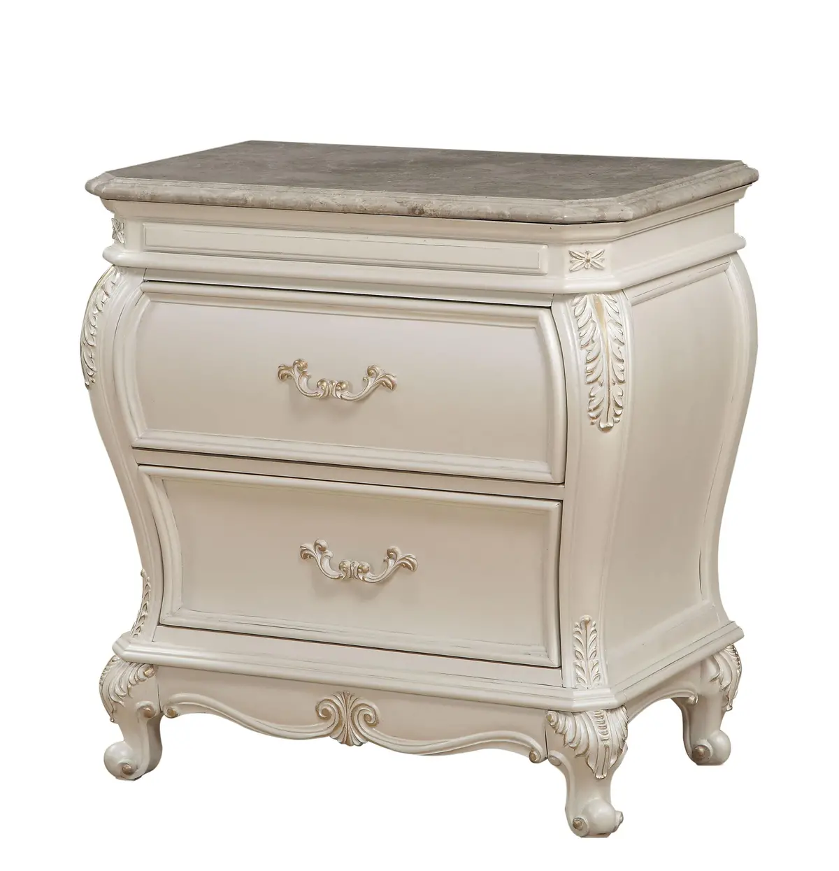 Chantelle Pearl White Nightstand 1