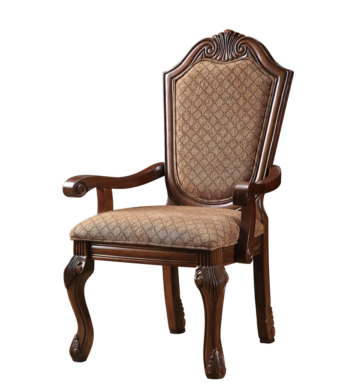 Chateau De Ville Fabric & Cherry Arm Chair 1