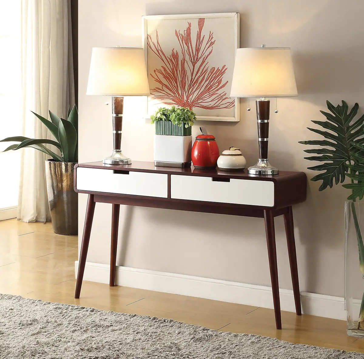 Christa Espresso & White Sofa Table 1