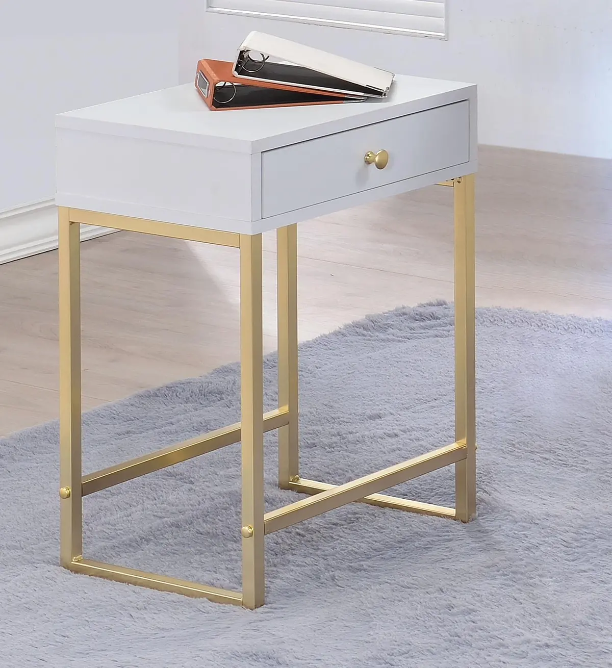 Coleen White & Brass Side Table 1