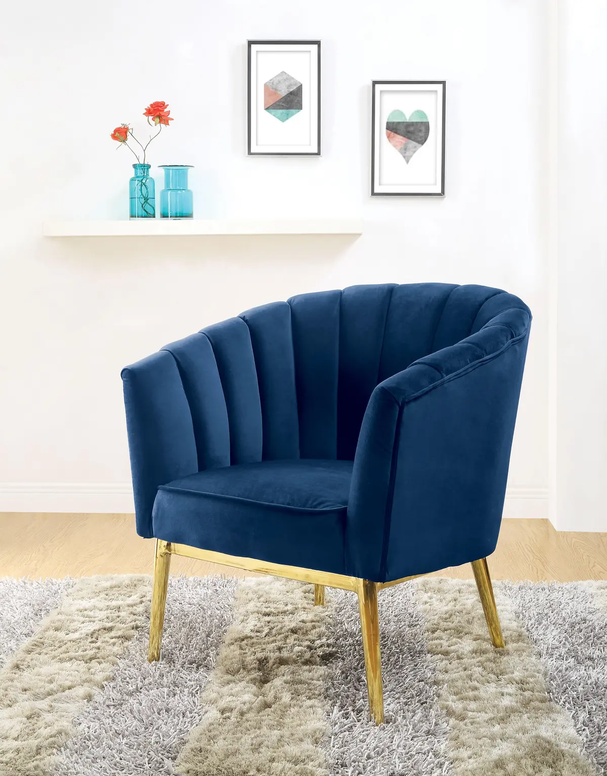 Colla Midnight Blue Velvet & Gold Accent Chair 1