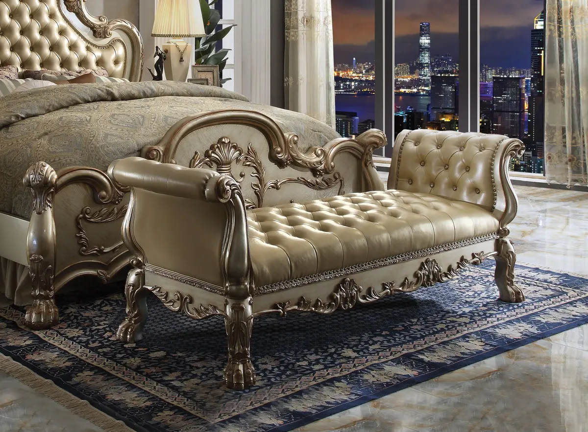 Dresden Bone Pu & Gold Patina Bench 1