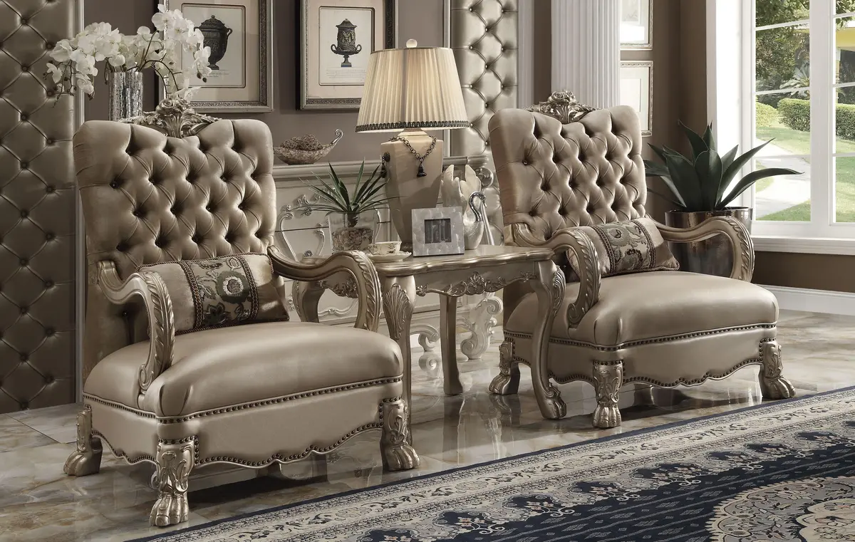 Dresden Bone Velvet & Gold Patina Chair & 1 Pillow 1