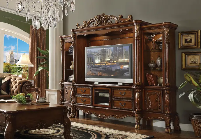 Dresden Cherry Oak Entertainment Center (Side Piers & Bridge) 1