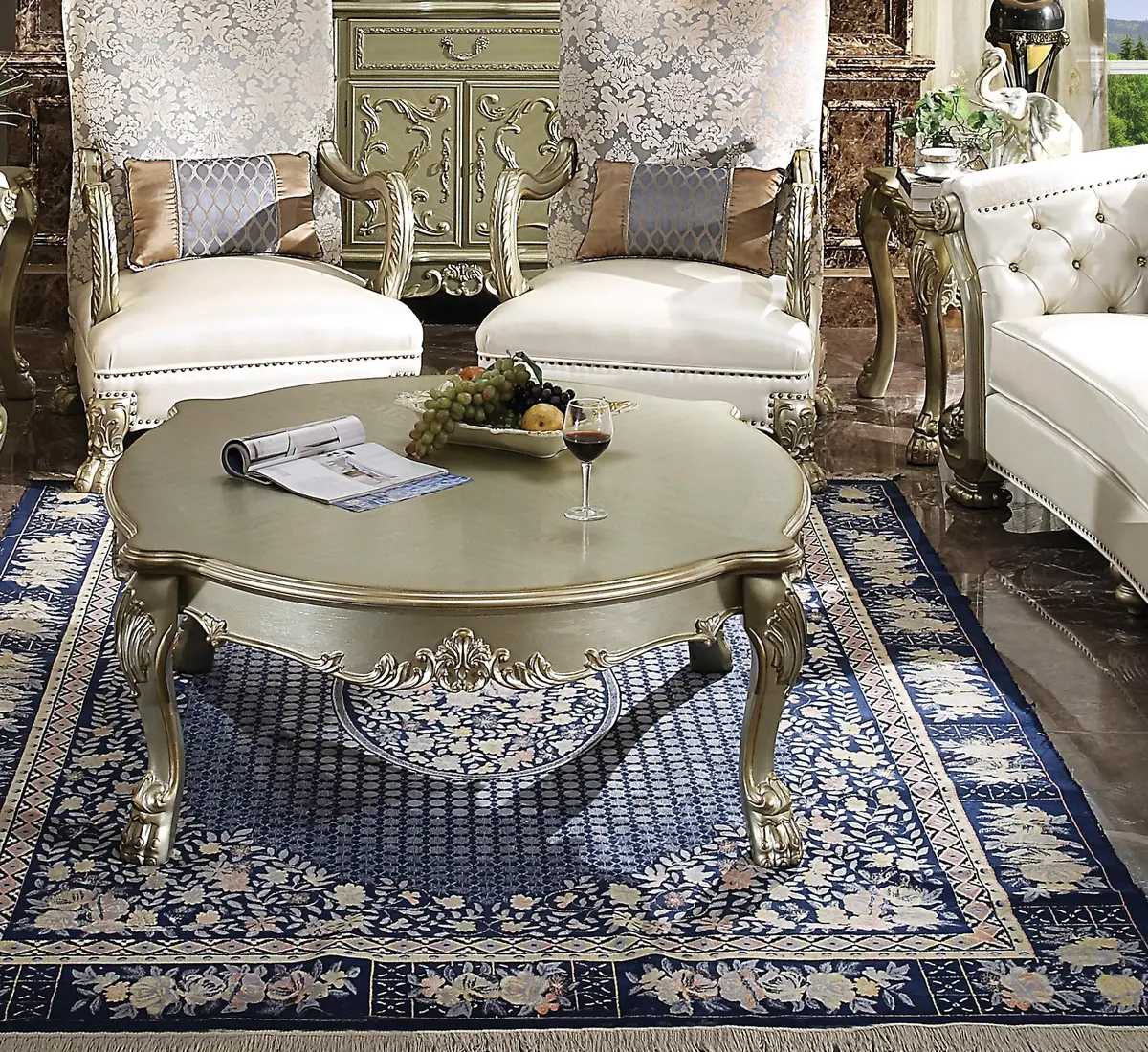 Dresden Ii Gold Patina & Bone Coffee Table 1