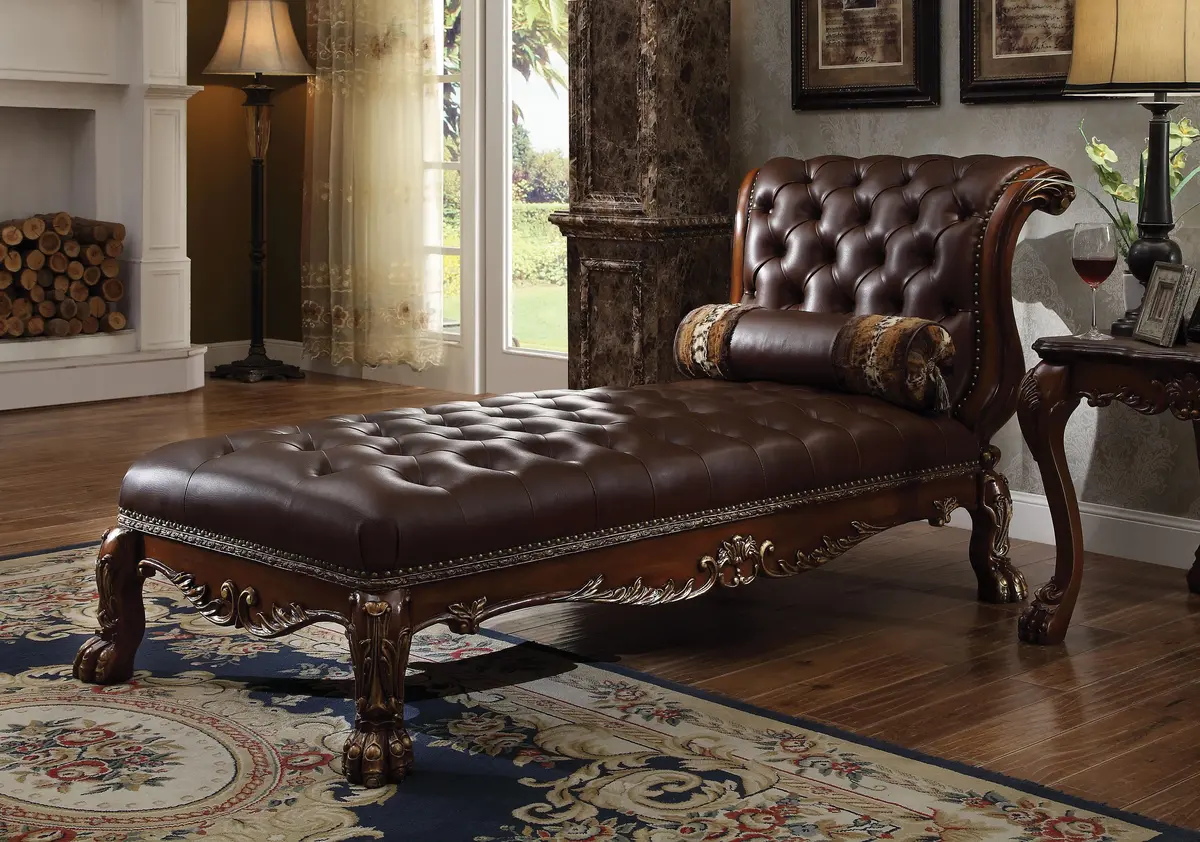 Dresden Pu & Cherry Oak Chaise & Pillow 1