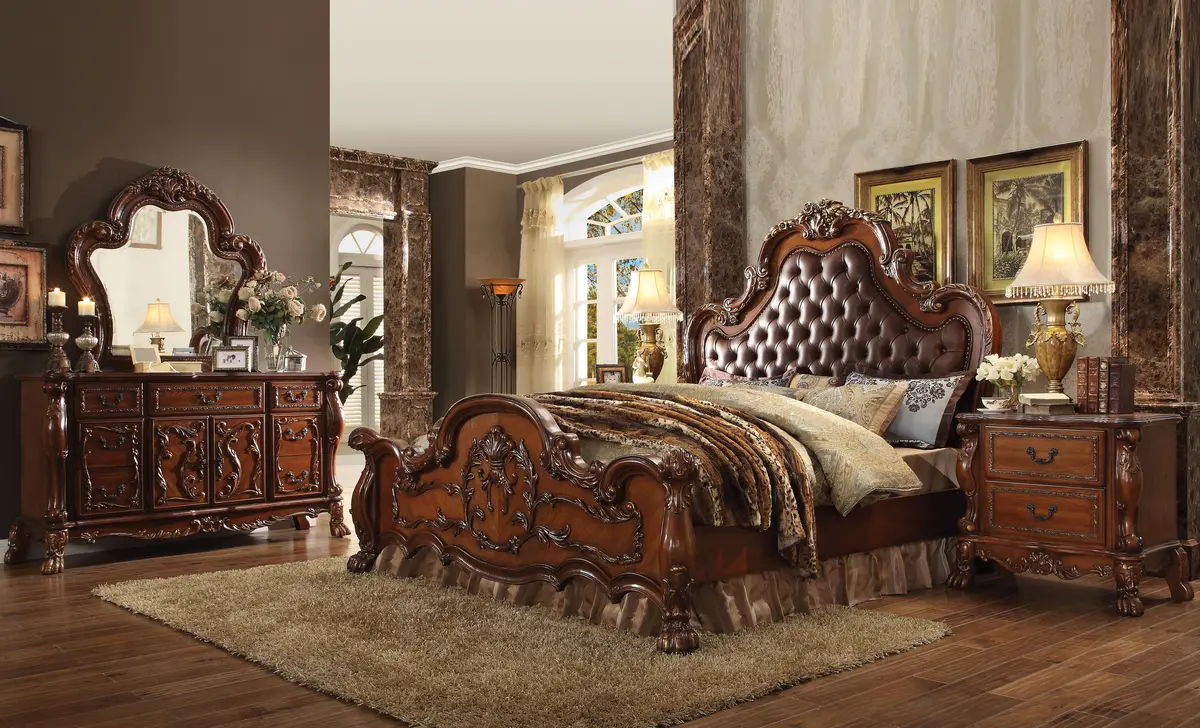 Dresden Pu & Cherry Oak Eastern King Bed 1