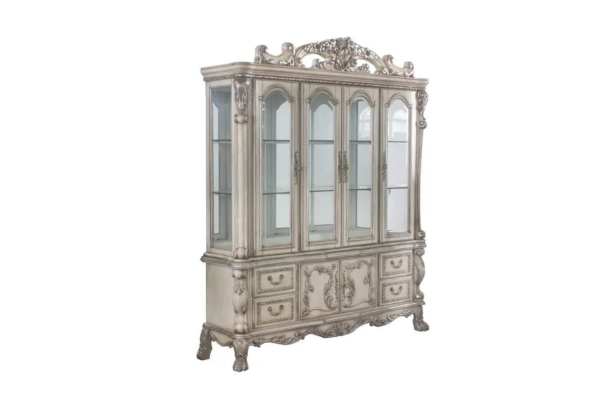 Dresden Vintage Bone White Hutch & Buffet 1