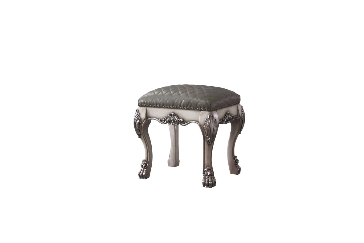 Dresden Vintage Bone White & Pu Vanity Stool 1