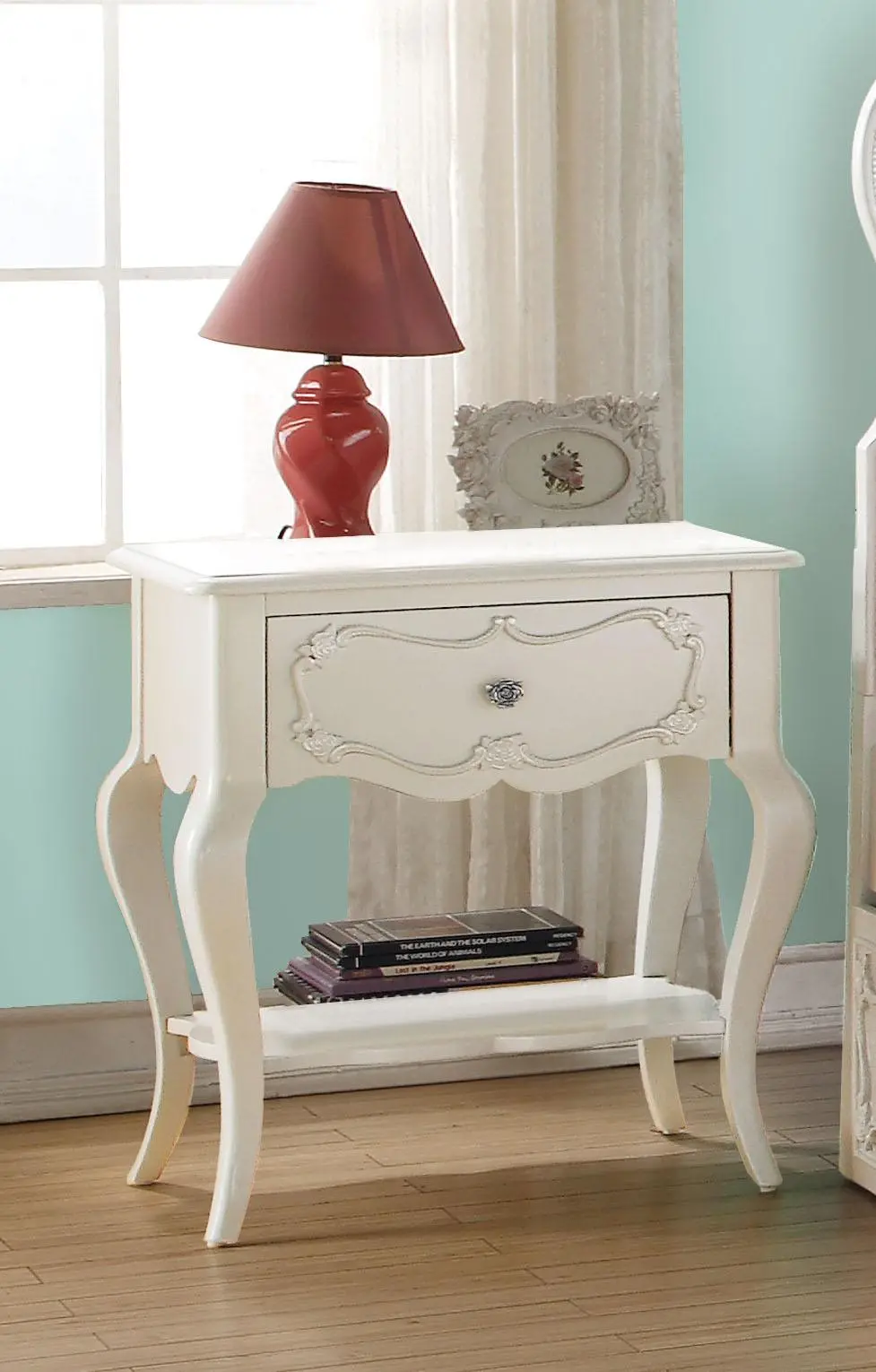 Edalene Pearl White Nightstand 1
