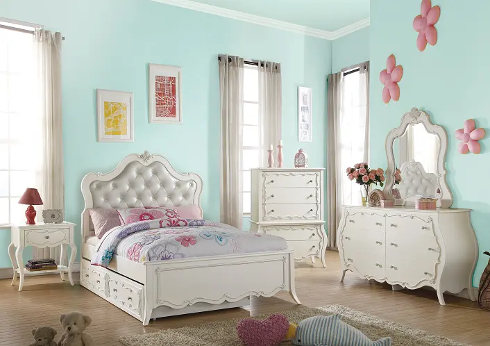 Edalene Pu & Pearl White Full Bed 1