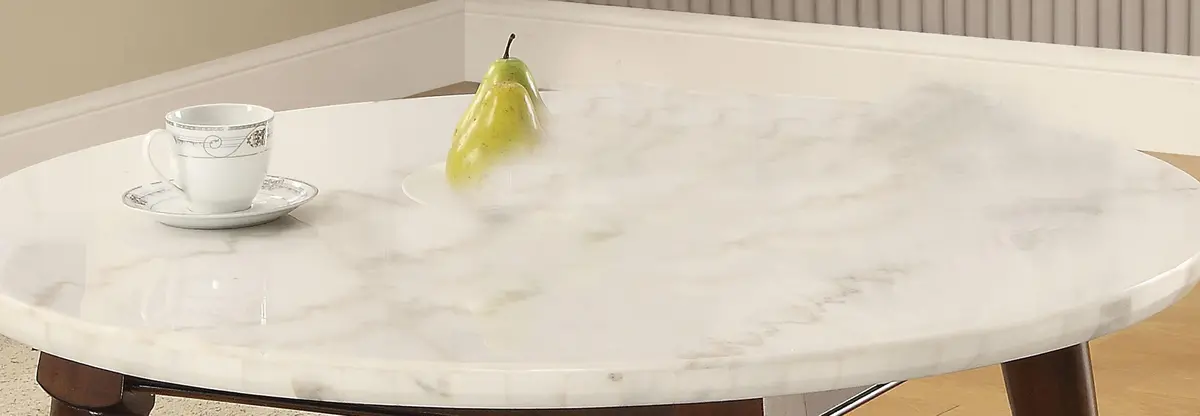 Gasha White Marble & Walnut Coffee Table 1