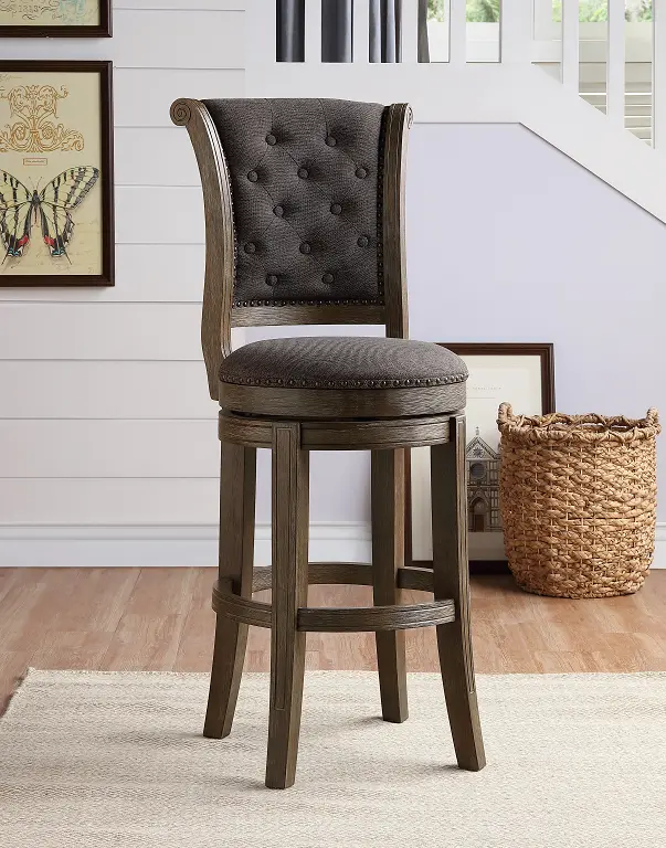 Glison Charcoal Fabric & Walnut Counter Height Chair (1Pc) 1